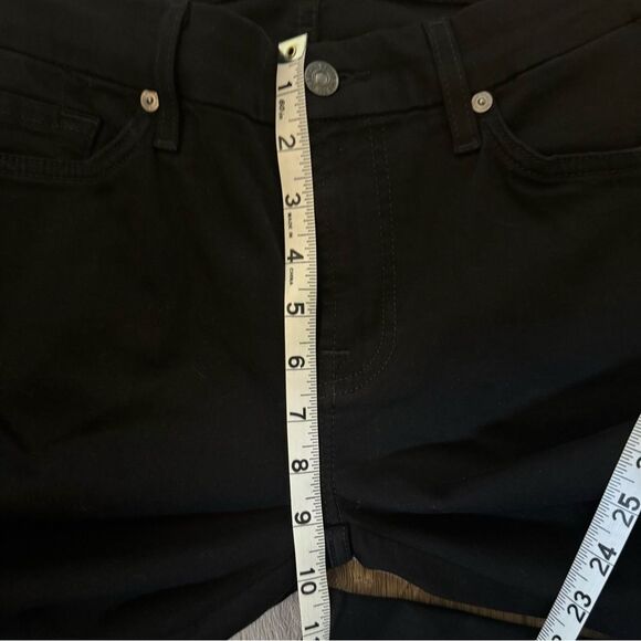 NWOT 7 FOR ALL MANKIND Ankle Gwenevere Black Jeans with Leopard Side Stripe - Picture 9 of 10